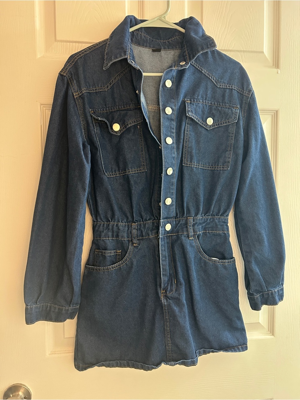 SHEIN Dark Blue Denim Shirt Jacket Dress